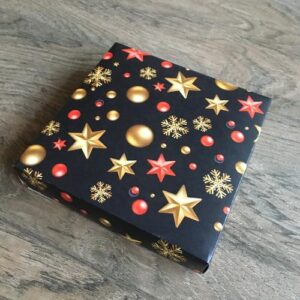 Упаковка (коробка) для 9 конфет с черной крышкой "С Новым годом", 5 шт.