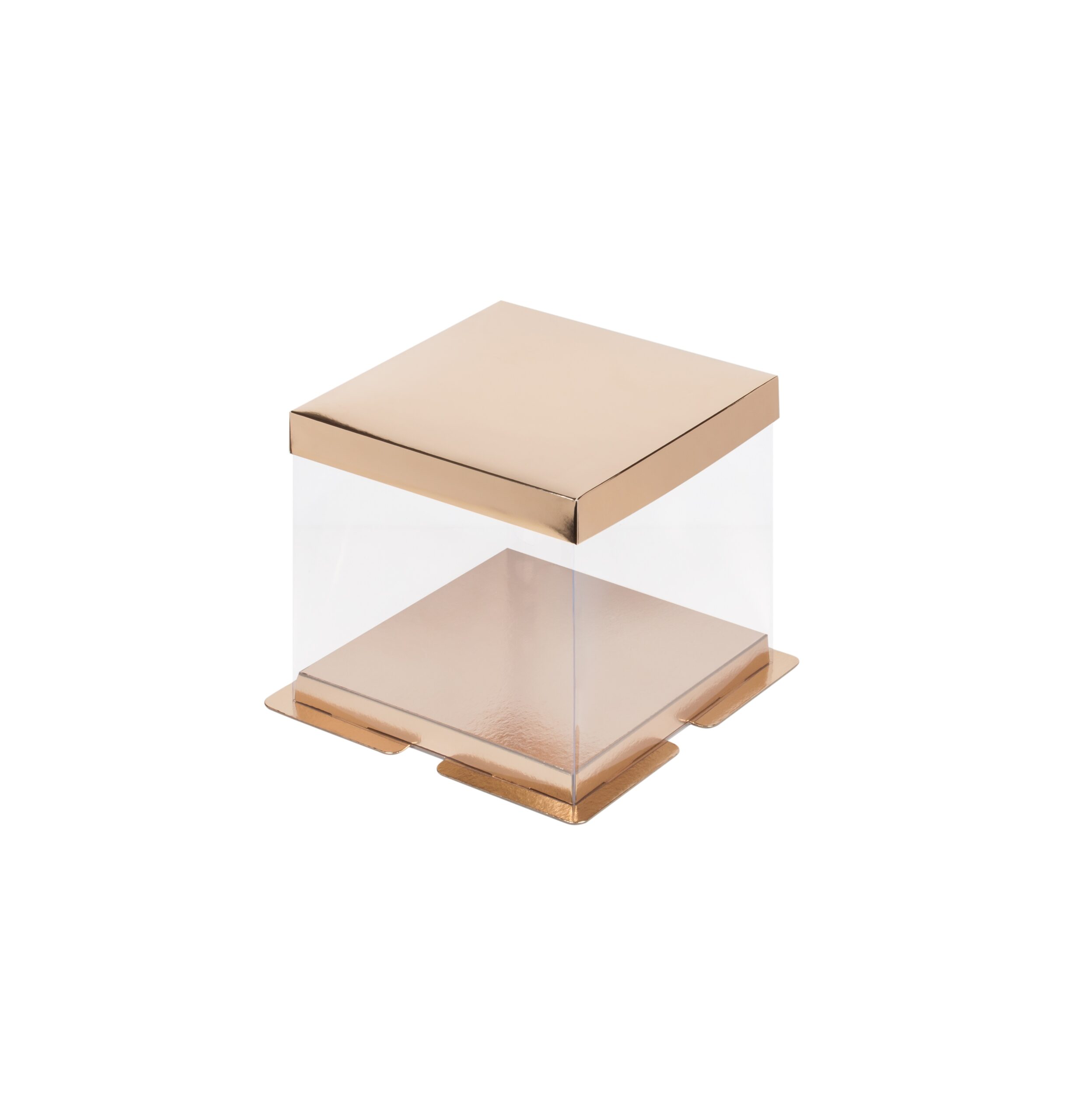 Упаковка (коробка) для торта пластиковая с крышкой 260*260*280 (золото) - packing box for a cake plastic with a cover 260 260 280 gold scaled